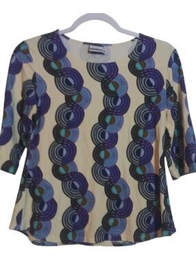 Sharon London Half Sleeve Spiral Print Artsy Top Sustainable Size M